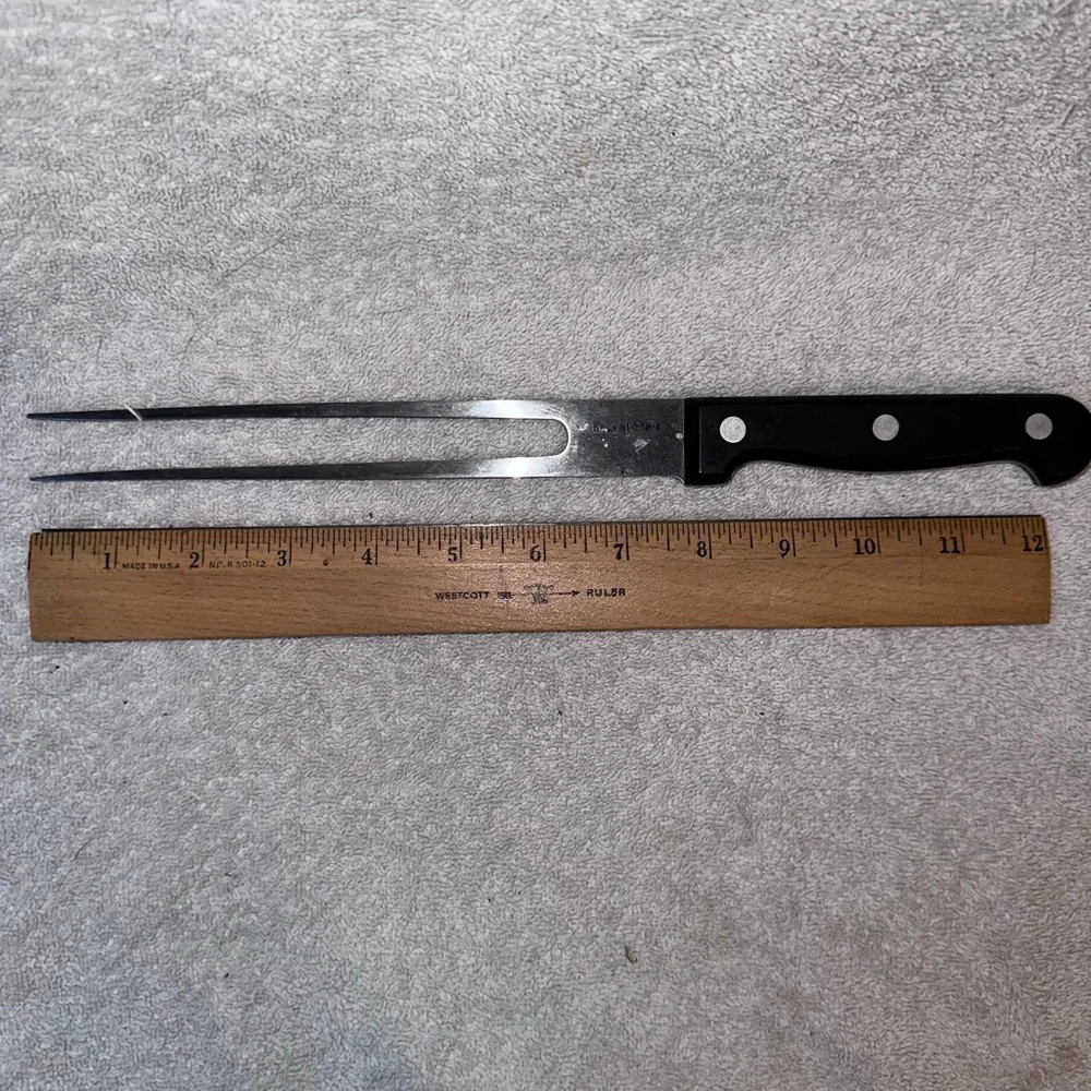 Vintage Stainless Meat Serving 2 Prong Fork Made In Taiwan MCM Retro